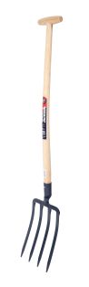Fourche à bêcher à douille 4 dents de 30 cm manche bois béquille 80 cm