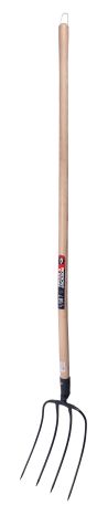 Fourche à fumier à douille 4 dents de 30 cm manche bois 135 cm