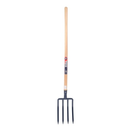 Fourche à bêcher à douille 4 dents de 30 cm manche bois pomme 110 cm