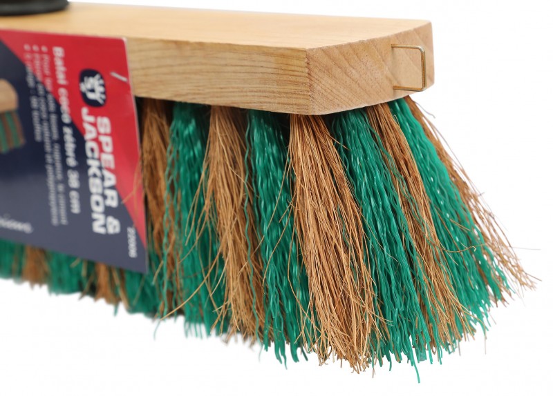 Balai Fibre Coco Zébré - Manche 24 Mm, Pour Terrasse/atelier - 14