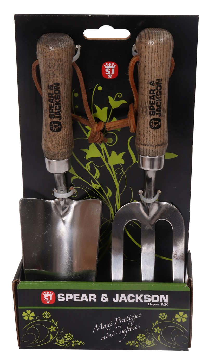 Set de 2 mini outils à fleurs inox manche bois