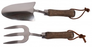 Set de 2 mini outils à fleurs inox manche bois
