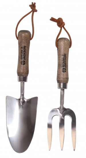 Set de 2 mini outils à fleurs inox manche bois