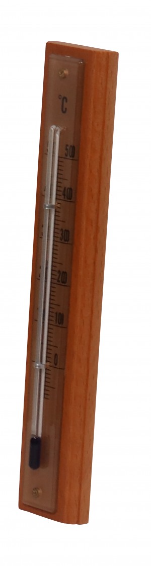 Thermomètre bois acajou doré 18 cm