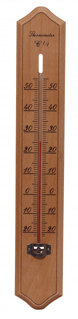 Thermometre bois acajou dore 18 cm