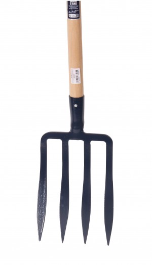 Fourche à bêcher à douille 4 dents spatulées de 27 cm manche pomme 100 cm