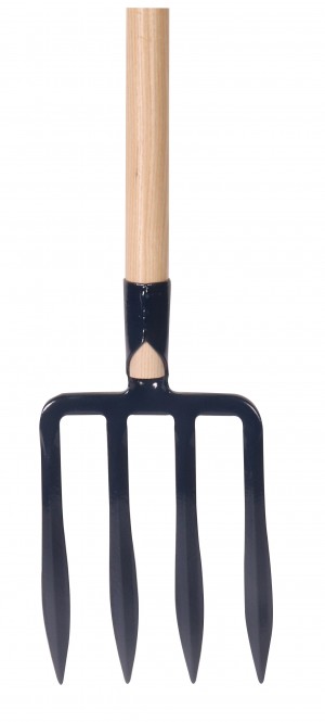 Fourche à bêcher à douille 4 dents spatulées de 27 cm manche pomme 100 cm