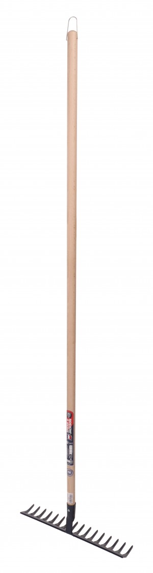 Râteau forgé 16 dents courbes manche bois 150 cm