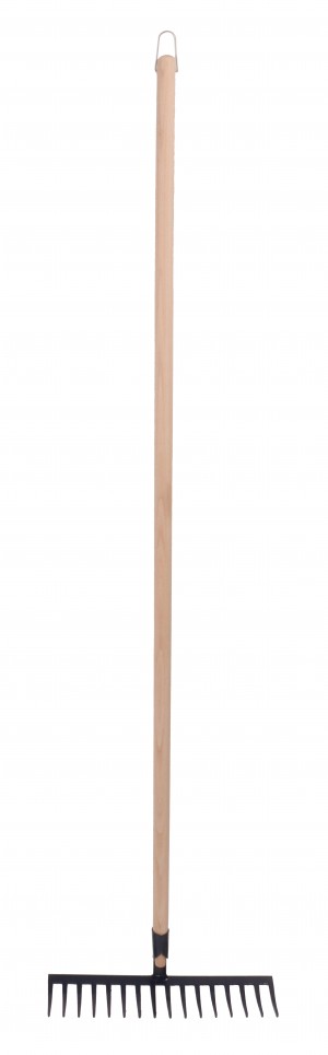 Râteau forgé 16 dents courbes manche bois 150 cm