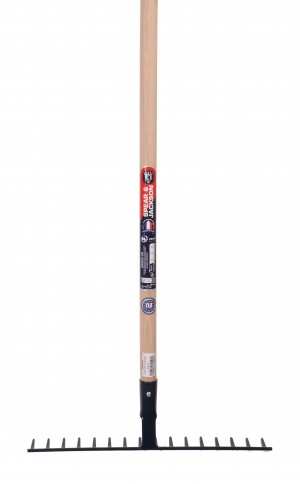 Râteau forgé 16 dents courbes manche bois 150 cm
