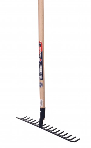 Râteau forgé 16 dents courbes manche bois 150 cm