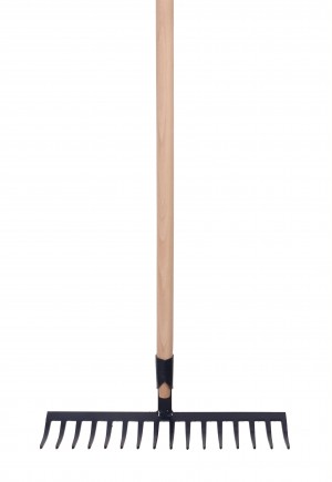 Râteau forgé 16 dents courbes manche bois 150 cm