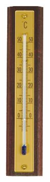 Thermomètre bois acajou doré 18 cm